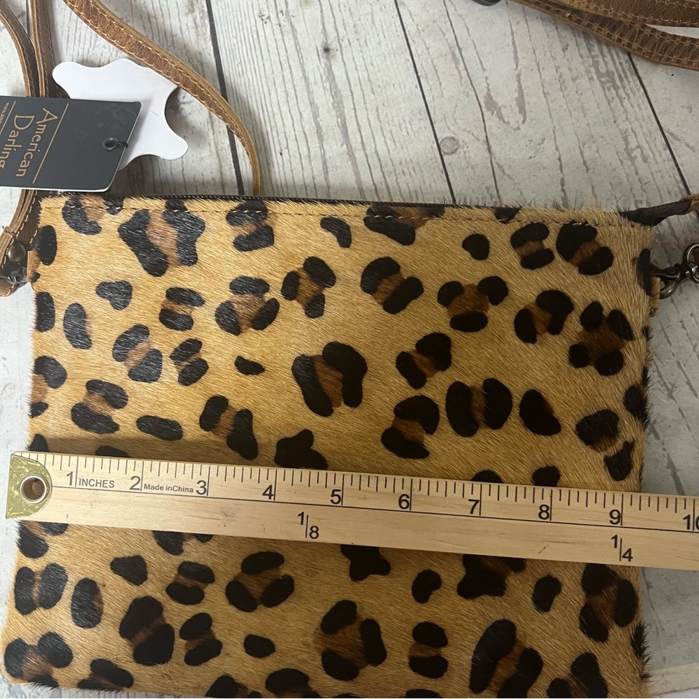 American Darling Hair on Cowhide Leather Convertible Crossbody Wristlet Leopard - Picture 5 of 16